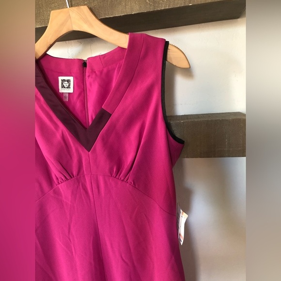 Anne Klein|Pink barbiecore feminine midi dress with mesh border, NWT•••Feminine - Picture 5 of 12